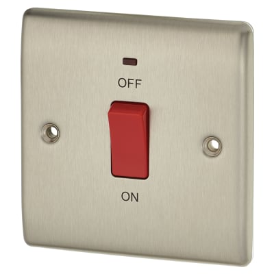 BG 45A Double Pole Cooker Switch with Neon - Brushed Steel ...