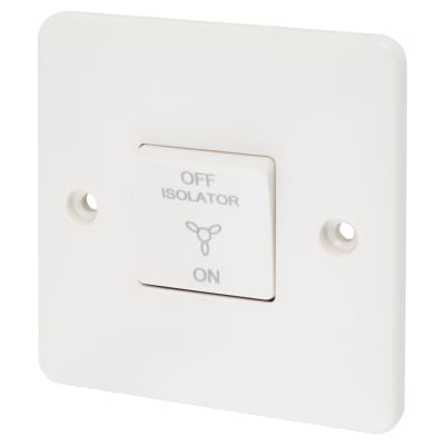 Touchpoint 10A 1 Gang Triple Pole Fan Isolator Switch - White