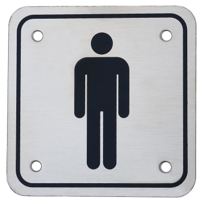 Altro Mens Square Toilet Door Sign - 95 x 95mm - Stainless Steel