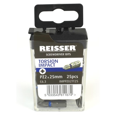 Reisser Torsion Impact Driver Bits - Pozi - PZ2 - 25mm Length - Pack of 10