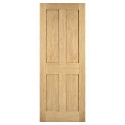 LPD London 4 Panel Unfinished Solid Internal Door - 1981 x 610 x 35mm - Oak