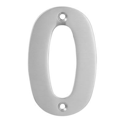 Altro 100mm Screw Fix Door Numeral - 0 - Satin Stainless Steel