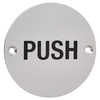 Touchpoint Push Door Sign - 75mm Diameter - Satin Aluminium