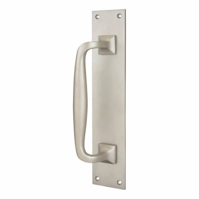 Altro Brewery Offset Door Pull Handle on Plate - Screw Fix - 305 x 63mm - Satin Aluminium