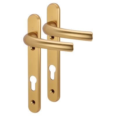 Hoppe Tokyo 1710RH/3670N uPVC Multipoint Door Handle - Short Plate - 92mm c/c - Gold