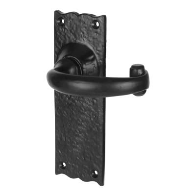 Olde Forge Windsor Tudor Latch Door Handle - 152 x 55mm - Antique Black Iron