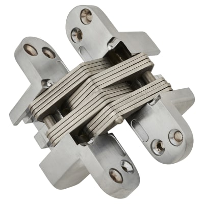 Altro Concealed Hinge - 117 x 25mm - Satin Chrome - Pair