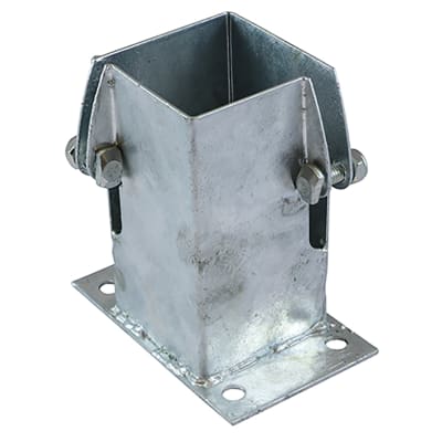 TIMCO Flush Fit Bolt Down Fence Post Shoe - Bolt Secure - 75 x 75mm - Galvanised