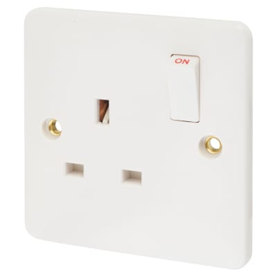 Touchpoint 13A 1 Gang Double Pole Switched Socket - White