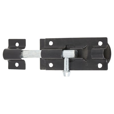 Traditional Tower Gate Bolt - Straight - 90mm Length - Black Japanned