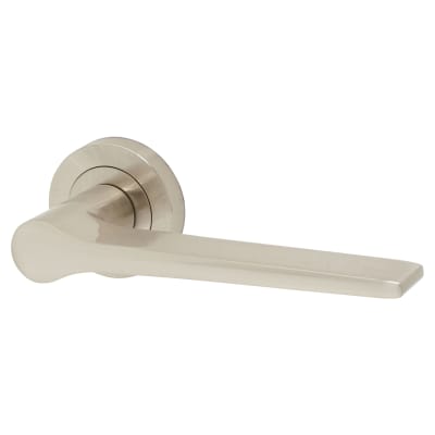 Jedo by Frelan Geo Door Handle on Rose - Satin Nickel