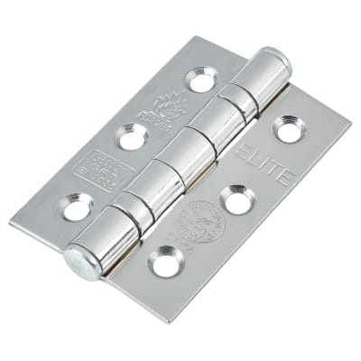 Twin Ball Bearing Grade 7 Butt Fire Door Hinge - 76 x 51 x 2mm - Polished Chrome - Pair