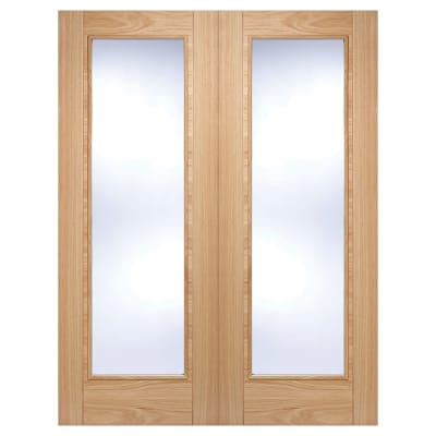 LPD Vancouver Clear Glazed Pre-Finished Internal French Doors - 1981 x 1524 x 40mm - Oak