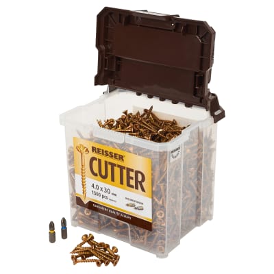 Reisser Cutter Pozi Countersunk Wood Screws Tub - 4.0 x 30mm - Yellow Zinc - Pack of 1500