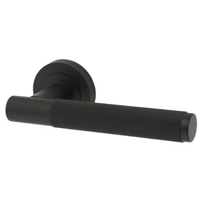 Jedo by Frelan Bari Knurled Door Handle on Rose - Matt Black