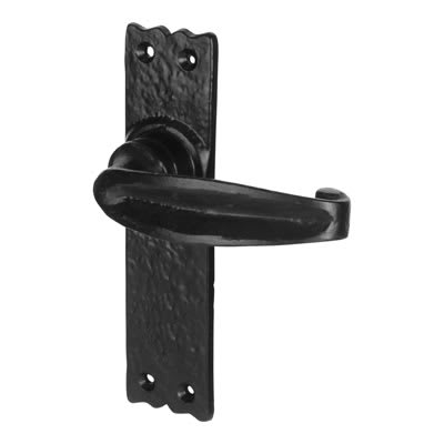 Olde Forge Antique Black Iron Latch Door Handle - Tudor Range - 152 x 38mm