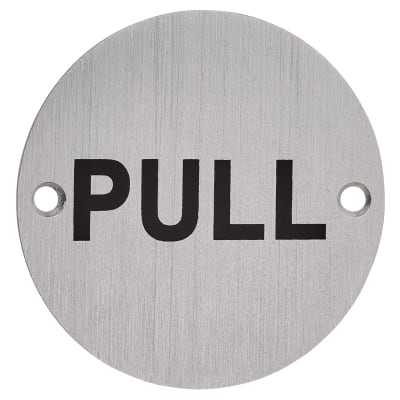 Touchpoint Pull Door Sign - 75mm Diameter - Satin Aluminium