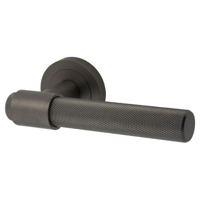 Hampstead Esme Knurled Door Handle on Rose - Anthracite Grey