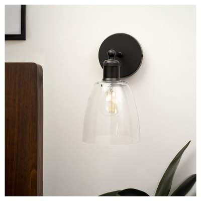 Altro Divi Indoor Wall Light - Matt Black Fittings and Clear Glass Shade
