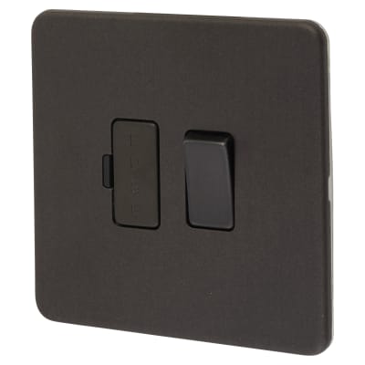 Knightsbridge 13A 1 Gang Screwless Flat Plate Switched Fused Spur - Smoked Bronze