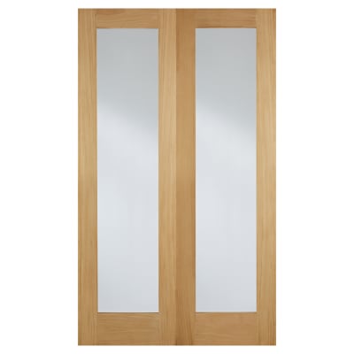 LPD Pattern 20 Clear Glazed Unfinished Internal French Doors - 1981 x 914 x 40mm - Oak