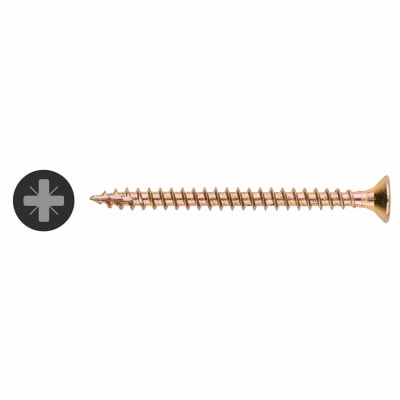 Vida All Purpose Pozi Countersunk Wood Screws - 4.0 x 50mm - Yellow Zinc - Pack of 200