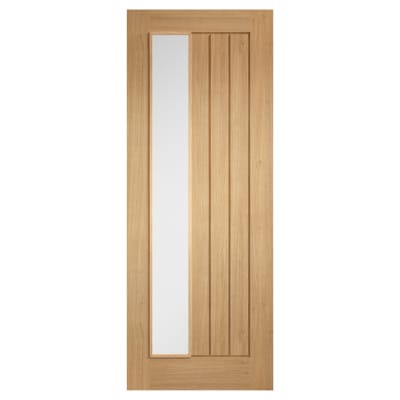 LPD Mexicano 1 Light Offset Clear Glazed Pre-Finished Solid Internal Door - 1981 x 762 x 35mm - Oak