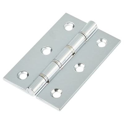 Double Phosphor Bronze Washered Butt Door Hinge - 75 x 50 x 2.5mm - Polished Chrome - Pair