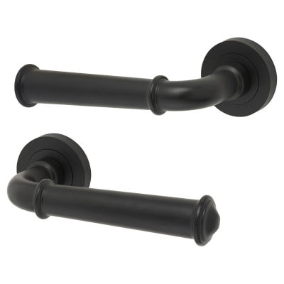 Jedo by Frelan Classic Door Handle on Rose - Matt Black