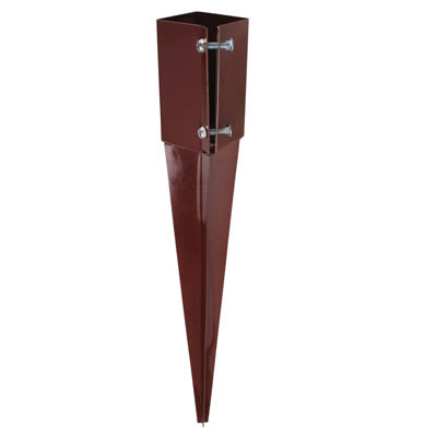 Powapost Drive In Fence Post Spike - Twin Bolt - 75 x 75 x 750mm - Brown Powder Coated