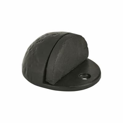 Olde Forge Half Moon Oval Floor Door Stop - 44 x 26mm - Antique Black Iron