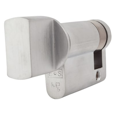 Eurospec 5 Pin 45mm Euro Single Thumbturn Cylinder - 35mm Turn + 10mm - Sat Chrome - Keyed Differ