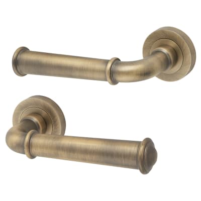 Jedo by Frelan Classic Door Handle on Rose - Antique Brass