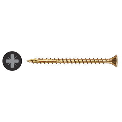 Reisser Cutter Pozi Countersunk Wood Screws - 4.5 x 30mm - Yellow Zinc - Pack of 200
