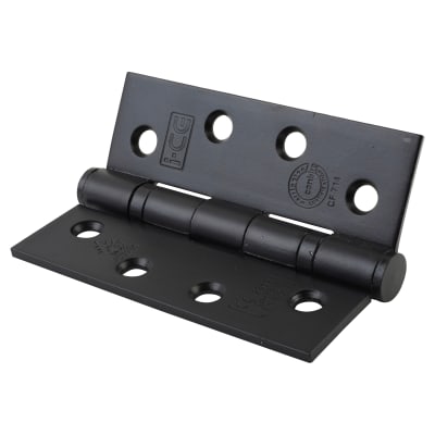Twin Ball Bearing Grade 13 Butt Fire Door Hinge - 100 x 76 x 3mm - Matt Black - Pair