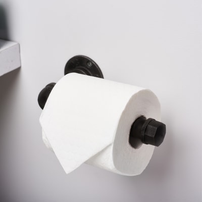 Altro 1/2" Pipe Round Toilet Roll Holder Kit - Black