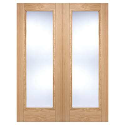LPD Vancouver Clear Glazed Pre-Finished Internal French Doors - 1981 x 1219 x 40mm - Oak