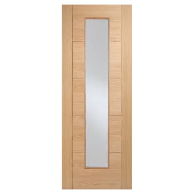 LPD Vancouver 1 Light Long Light Clear Glazed Pre-Finished Solid Internal Door - 1981 x 762mm - Oak