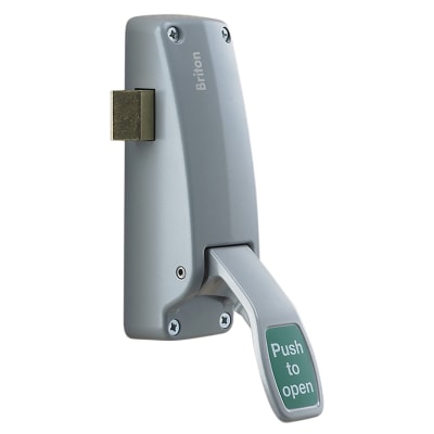 Briton 1438 Emergency Exit Push Pad & Latch - Timber Door - Silver