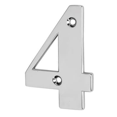 79mm Screw Fix Door Numeral - 4 - Bright Chrome