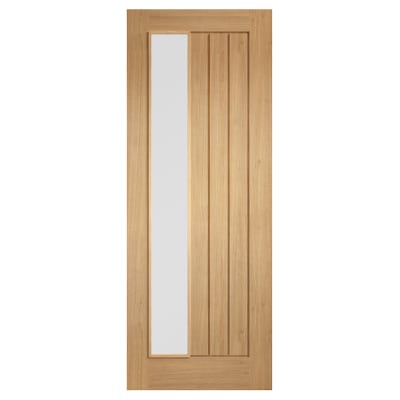 LPD Mexicano 1 Light Offset Frosted Glazed Pre-Finished Solid Internal Door - 1981 x 838mm - Oak