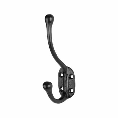 Olde Forge Victorian Pattern Single Hat & Coat Hook - 140 x 80mm - Antique Black