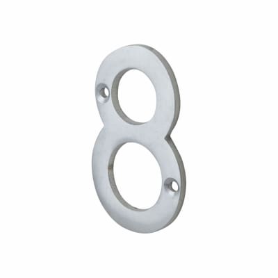 76mm Screw Fix Door Numeral - 8 - Satin Chrome