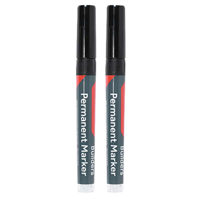TIMCO Builders Permanent Markers - Fine Tip - Black - Pack of 2