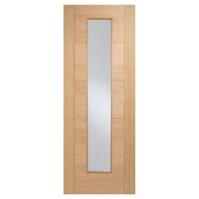 LPD Vancouver 1 Light Long Light Clear Glazed Pre-Finished Solid Internal Door - 2032 x 813mm - Oak
