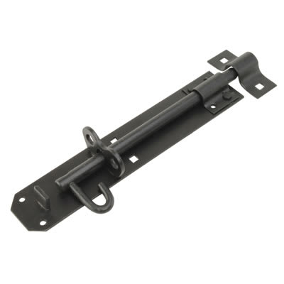 GateMate Heavy Duty Brenton Gate Padlock Bolt - 180mm Length - Black Galvanised