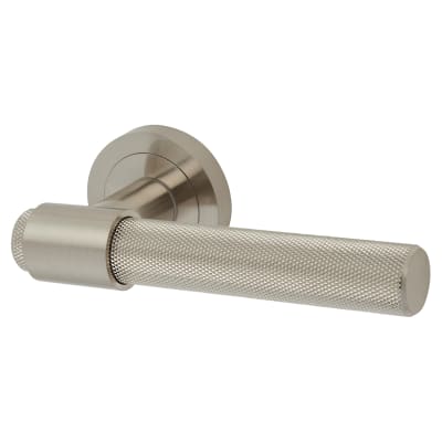 Hampstead Esme Knurled Door Handle on Rose - Satin Nickel