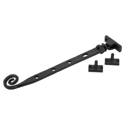 Olde Forge Curly Tail Casement Window Stay - 10"/250mm Length - Antique Black Iron