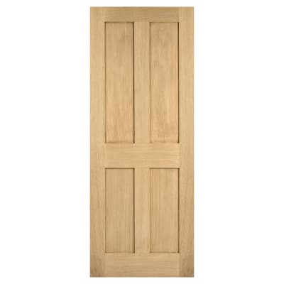 LPD London 4 Panel Unfinished Solid Internal Door - 1981 x 762 x 35mm - Oak