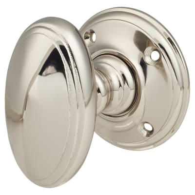 Hampstead Georgian Oval Mortice/Rim Door Knob - 60mm Rose Diameter - Polished Nickel